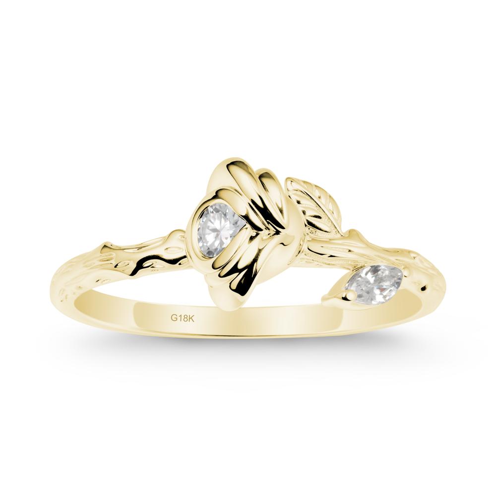 Rose Ring with Round Moissanite - LUO Jewelry #metal_18k yellow gold