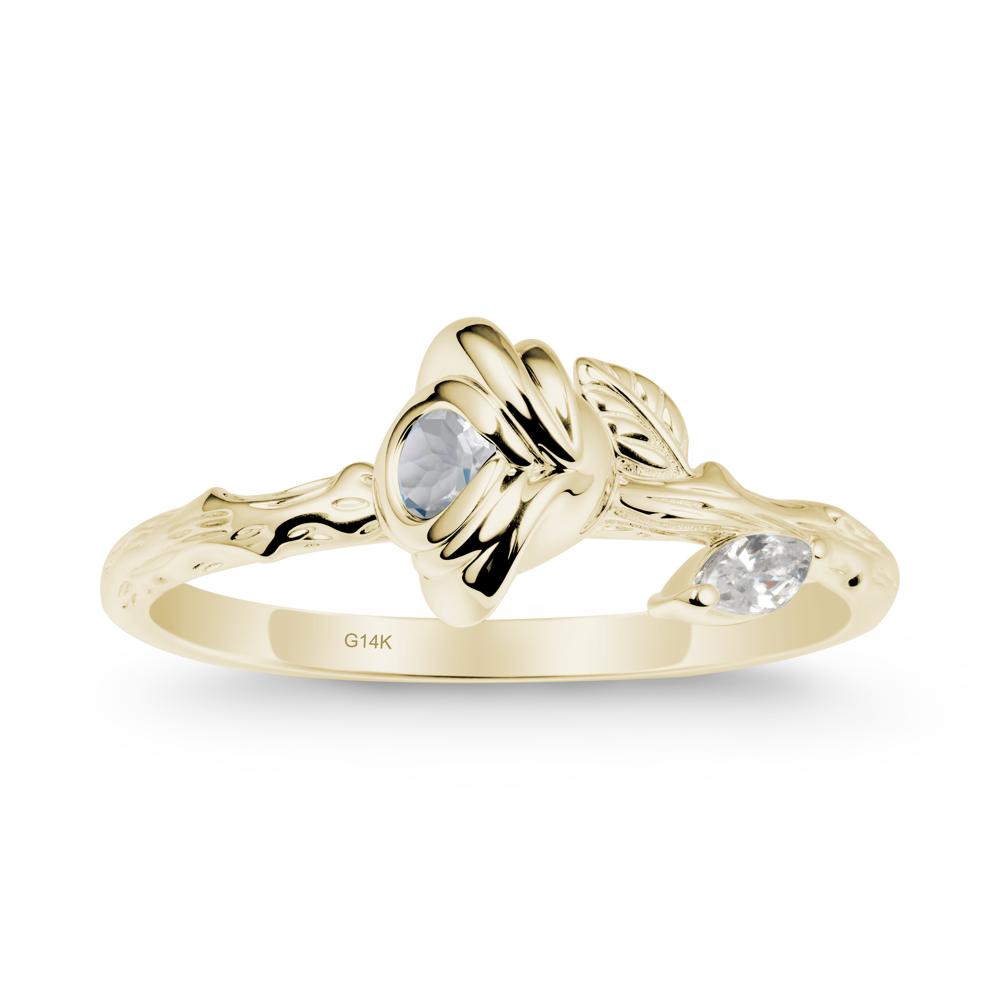 Round Moonstone Rose Ring - LUO Jewelry #metal_14k yellow gold