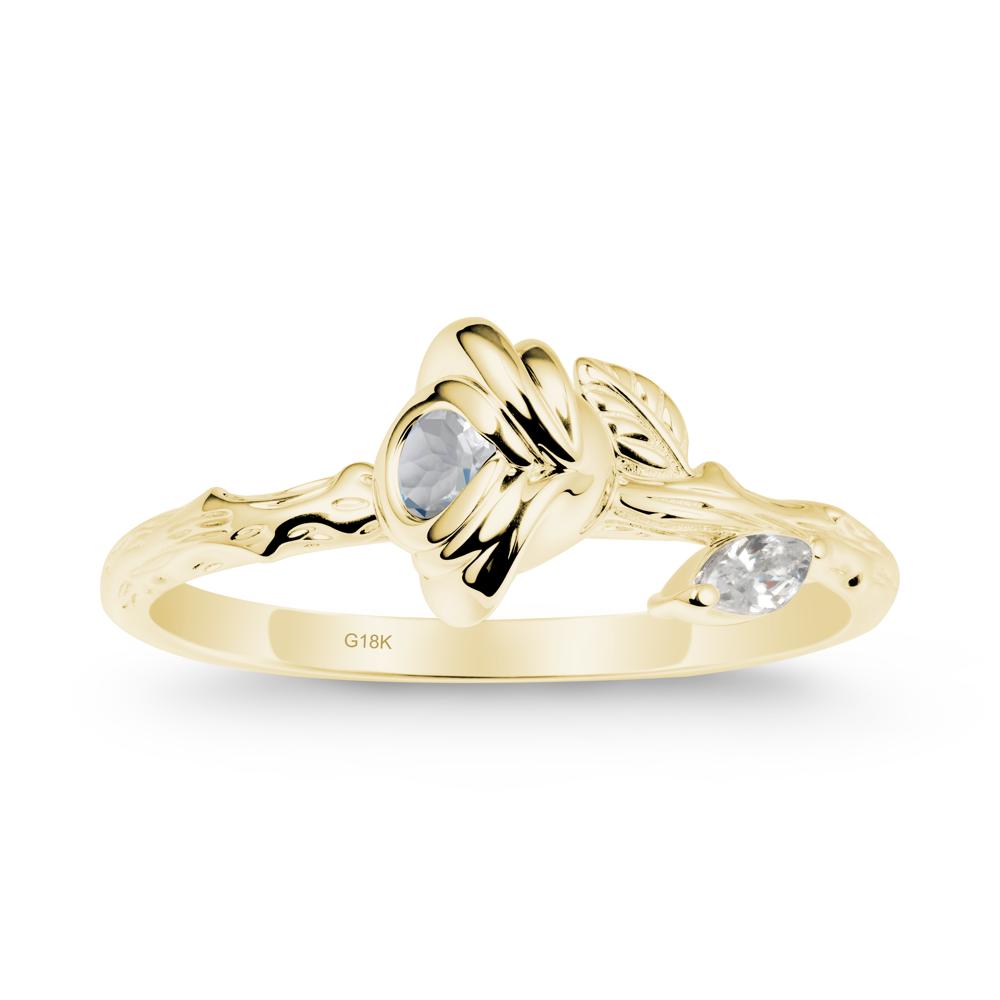 Round Moonstone Rose Ring - LUO Jewelry #metal_18k yellow gold