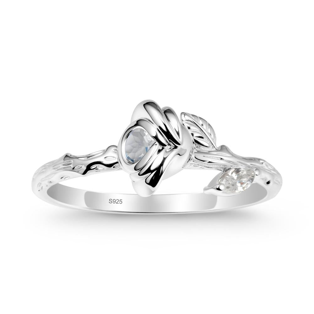 Round Moonstone Rose Ring - LUO Jewelry #metal_sterling silver