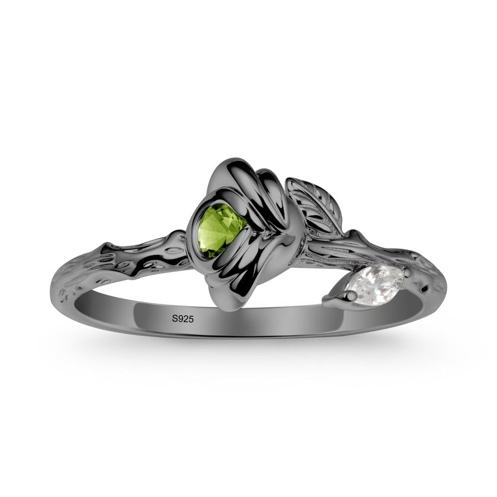 Peridot Self-Love Rose Ring - LUO Jewelry #metal_black finish sterling silver