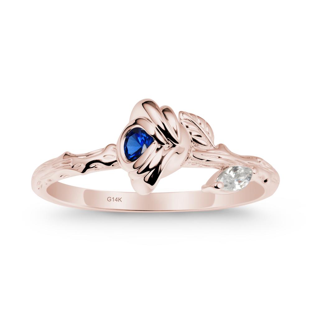 Rose Ring with Round Sapphire - LUO Jewelry #metal_14k rose gold