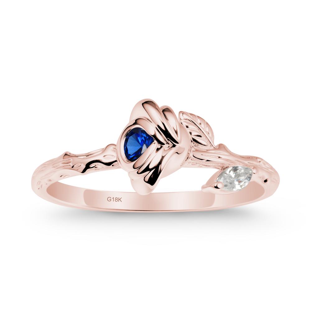 Rose Ring with Round Sapphire - LUO Jewelry #metal_18k rose gold