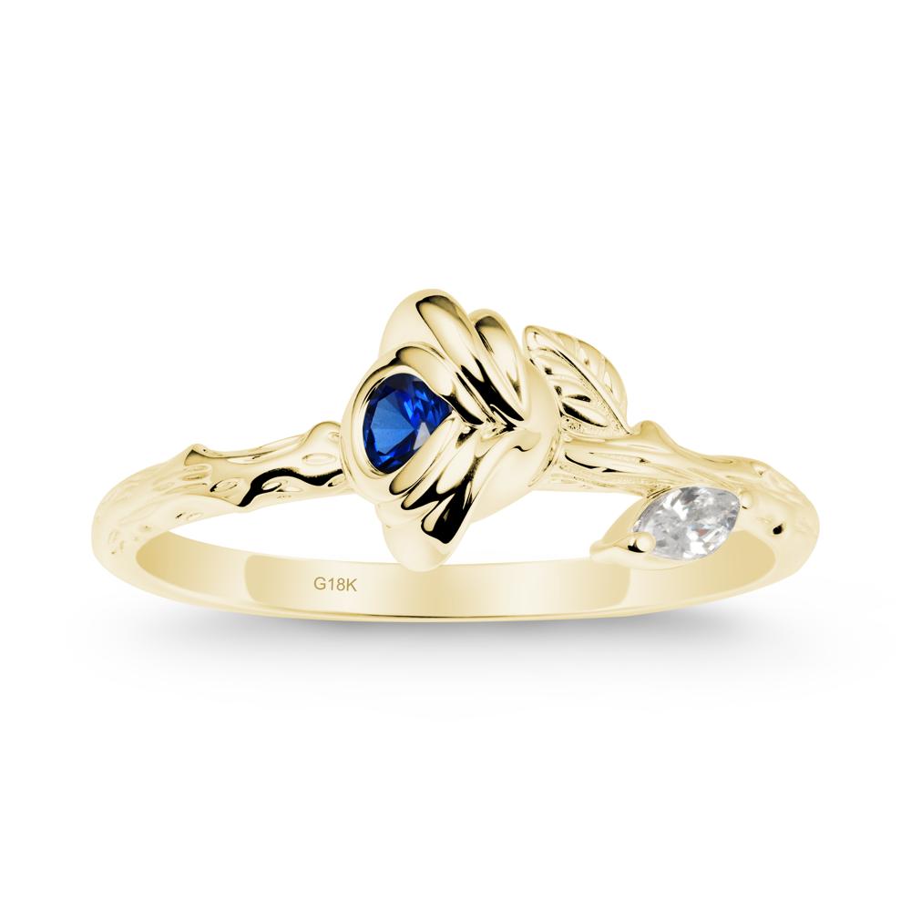 Rose Ring with Round Sapphire - LUO Jewelry #metal_18k yellow gold