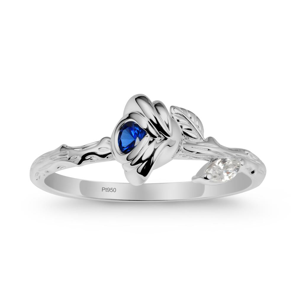Rose Ring with Round Sapphire - LUO Jewelry #metal_platinum