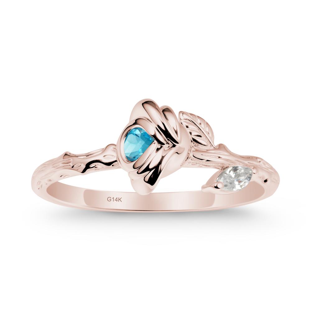 Swiss Blue Topaz Self-Love Rose Ring - LUO Jewelry #metal_14k rose gold