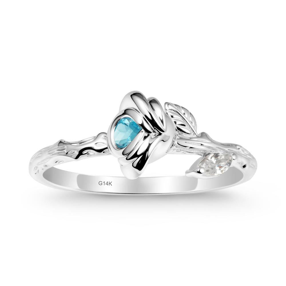 Swiss Blue Topaz Self-Love Rose Ring - LUO Jewelry #metal_14k white gold