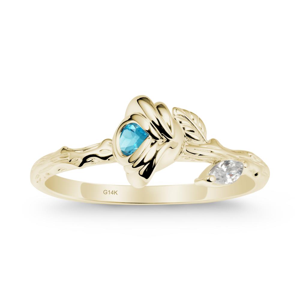 Swiss Blue Topaz Self-Love Rose Ring - LUO Jewelry #metal_14k yellow gold