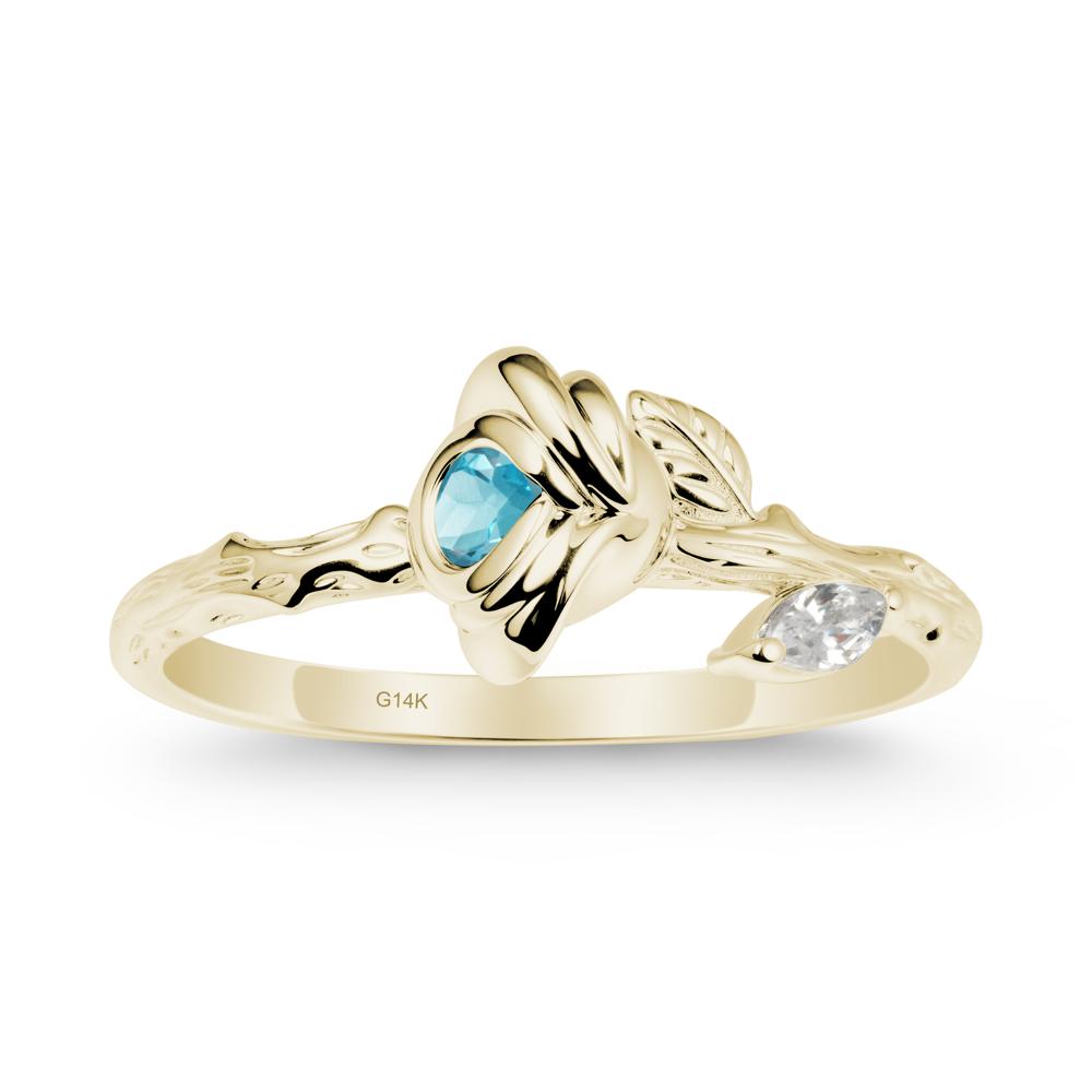 Swiss Blue Topaz Self-Love Rose Ring - LUO Jewelry #metal_14k yellow gold
