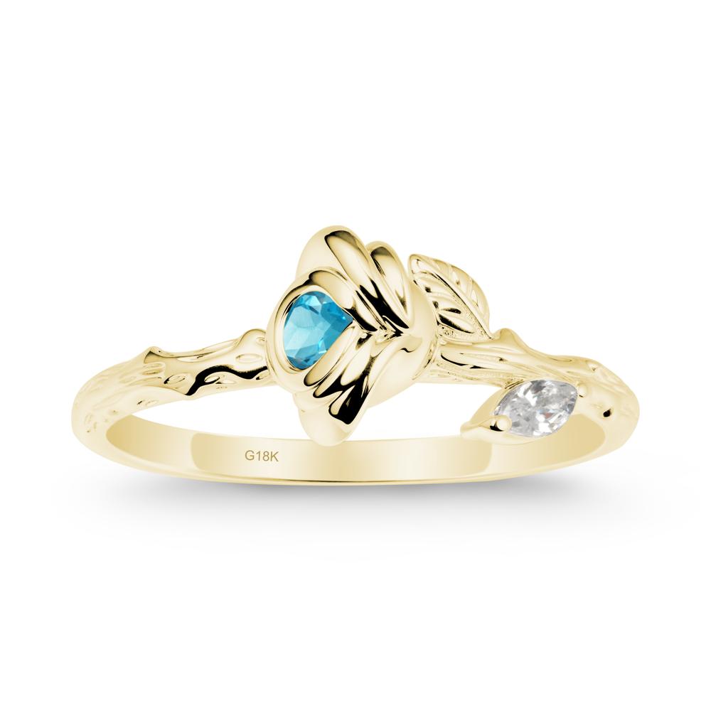 Swiss Blue Topaz Self-Love Rose Ring - LUO Jewelry #metal_18k yellow gold
