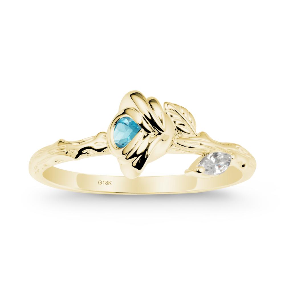 Swiss Blue Topaz Self-Love Rose Ring - LUO Jewelry #metal_18k yellow gold