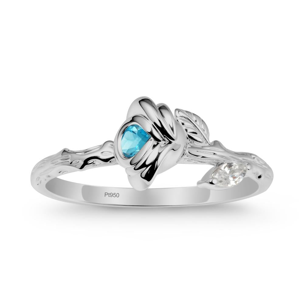 Swiss Blue Topaz Self-Love Rose Ring - LUO Jewelry #metal_platinum