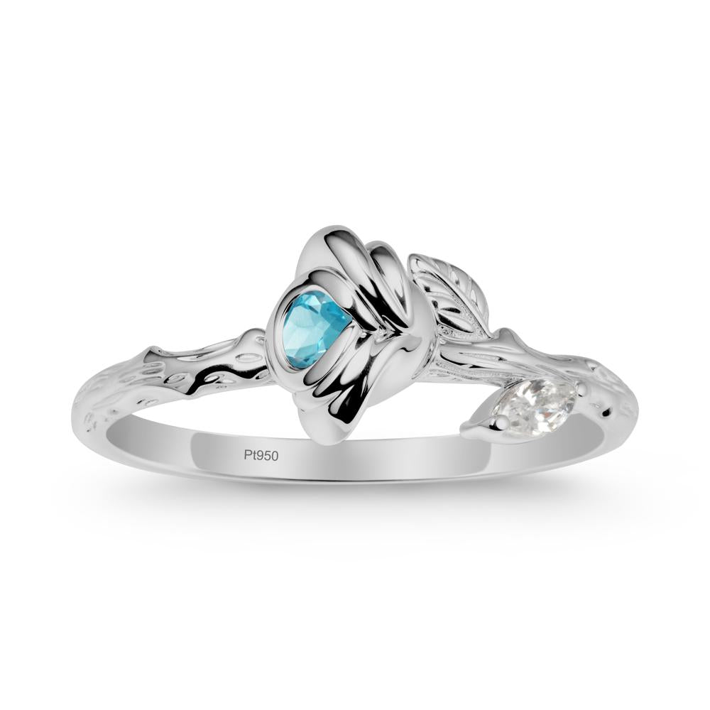Swiss Blue Topaz Self-Love Rose Ring - LUO Jewelry #metal_platinum