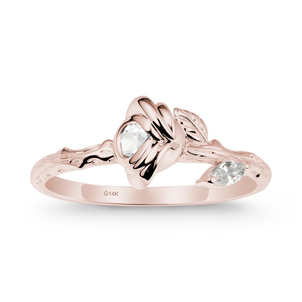 Rose Ring with Round White Topaz - LUO Jewelry #metal_14k rose gold