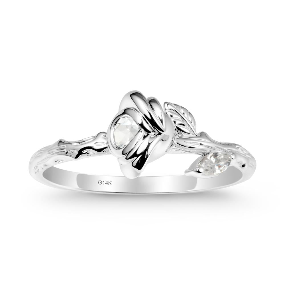 Rose Ring with Round White Topaz - LUO Jewelry #metal_14k white gold