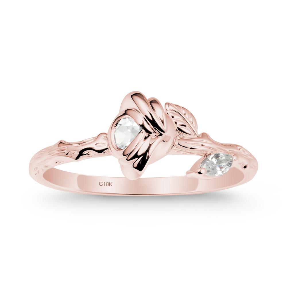 Rose Ring with Round White Topaz - LUO Jewelry #metal_18k rose gold
