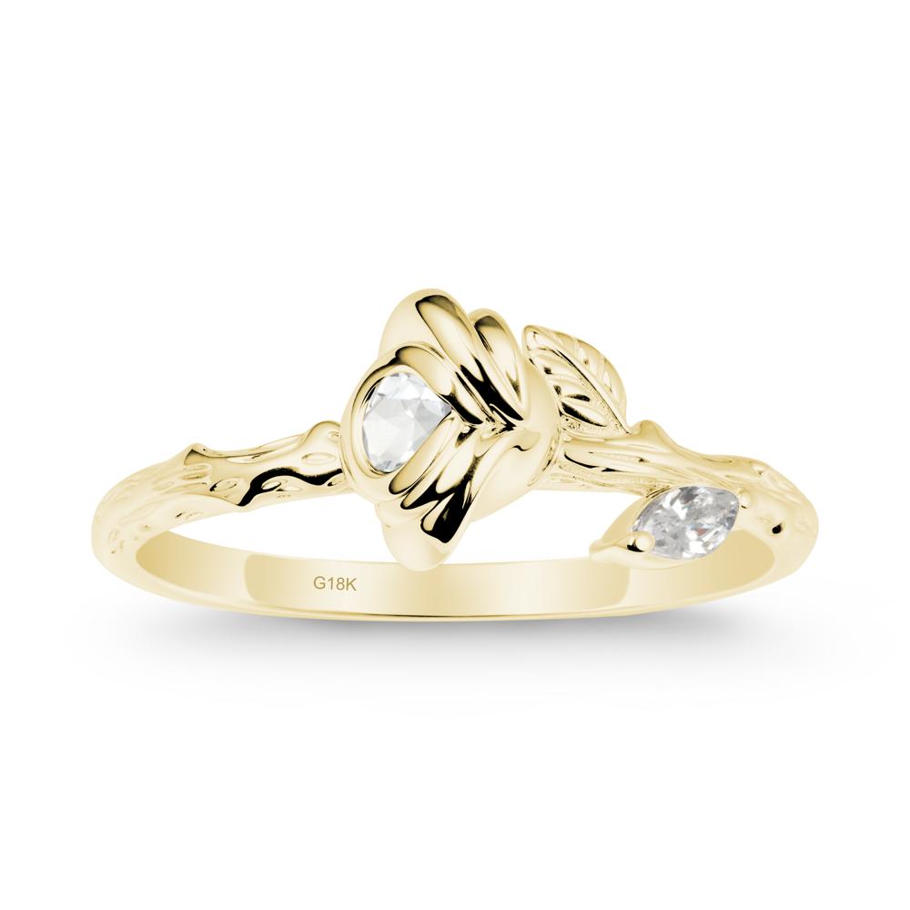 Rose Ring with Round White Topaz - LUO Jewelry #metal_18k yellow gold