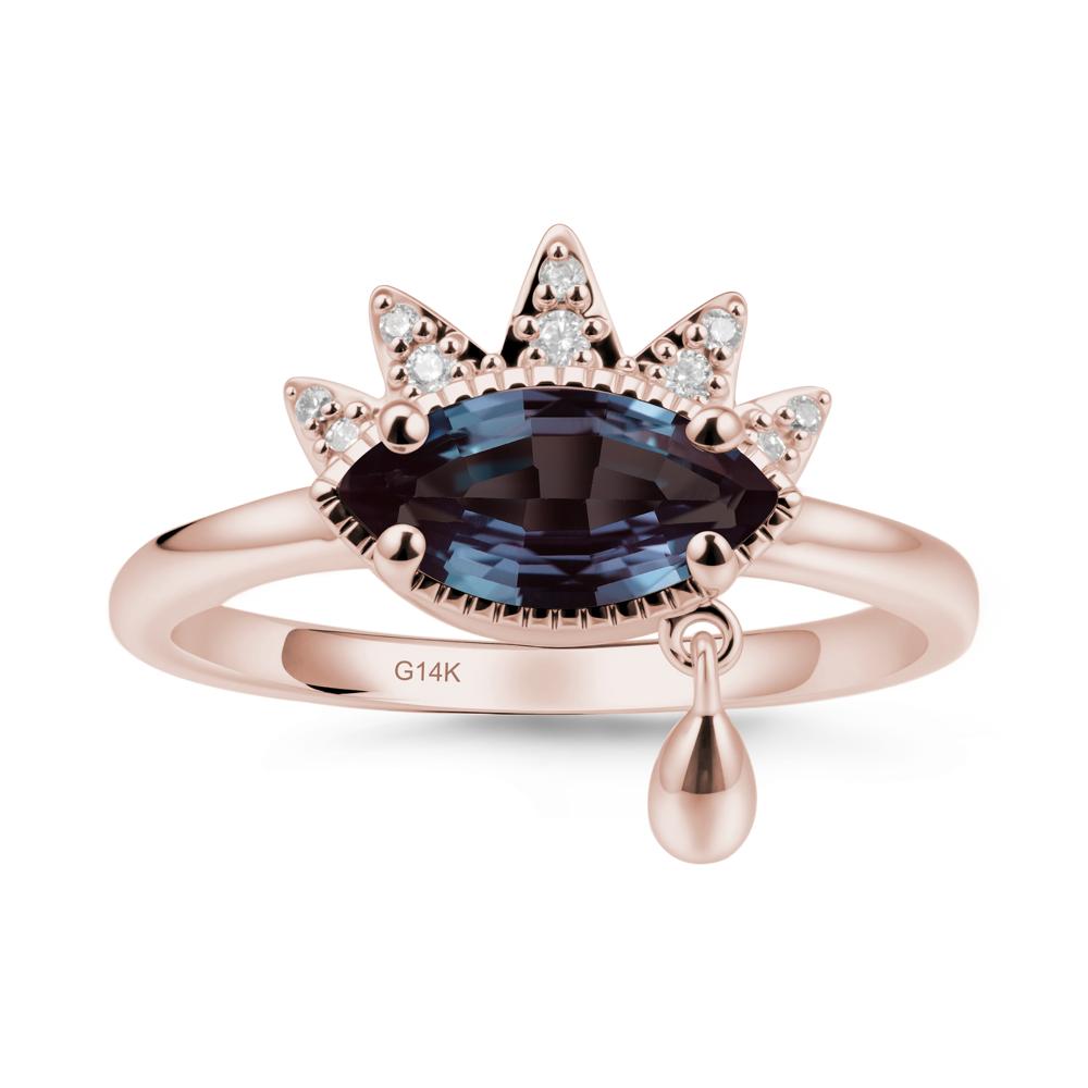 Marquise Alexandrite Evil Eye Ring - LUO Jewelry #metal_14k rose gold