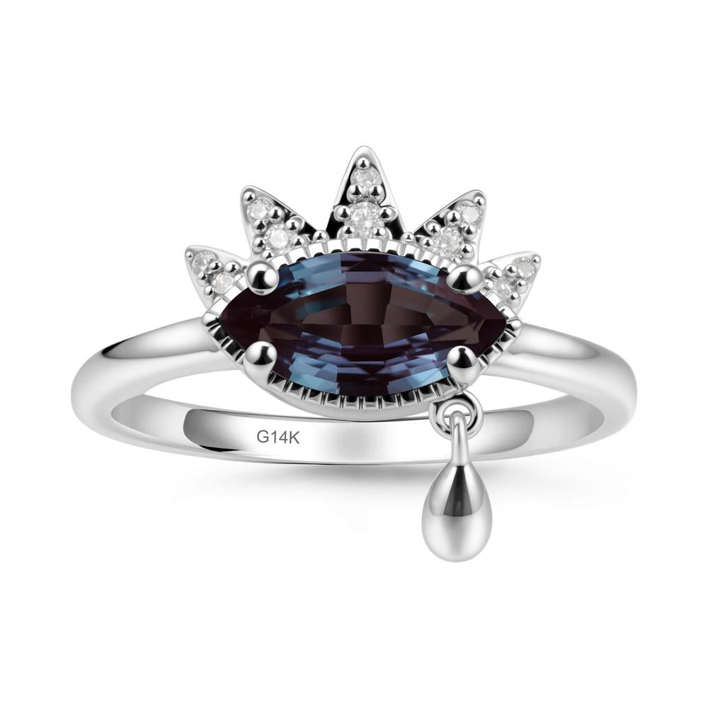 Marquise Alexandrite Evil Eye Ring - LUO Jewelry #metal_14k white gold