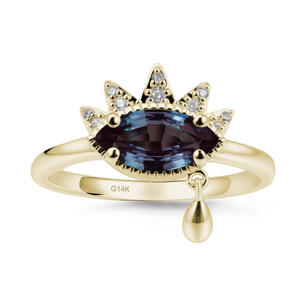Marquise Alexandrite Evil Eye Ring - LUO Jewelry #metal_14k yellow gold