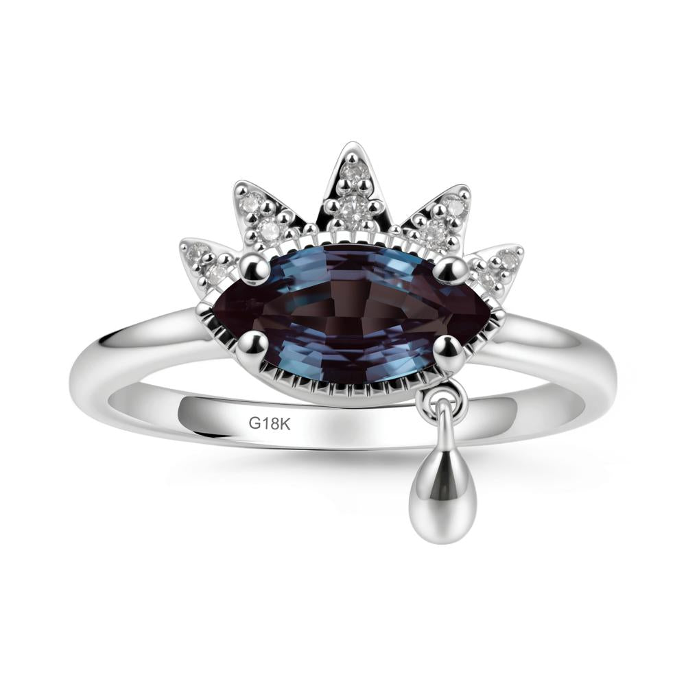 Marquise Alexandrite Evil Eye Ring - LUO Jewelry #metal_18k white gold