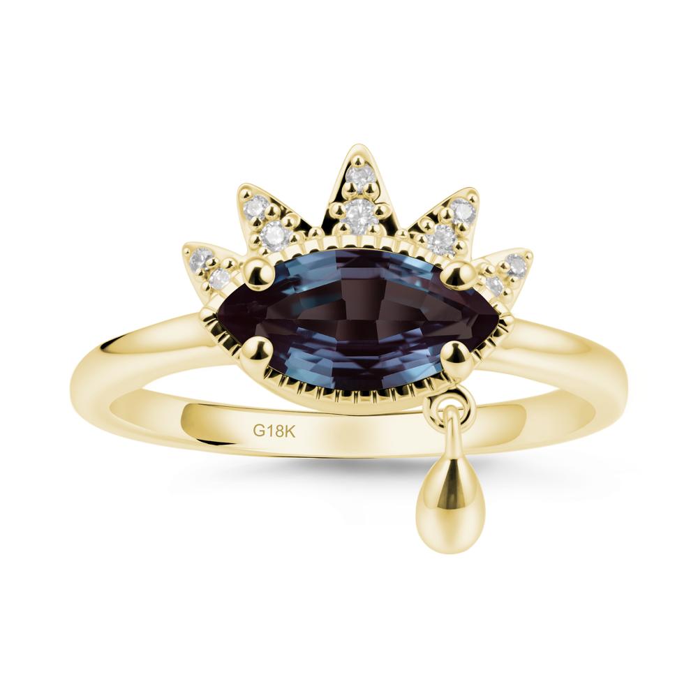 Marquise Alexandrite Evil Eye Ring - LUO Jewelry #metal_18k yellow gold