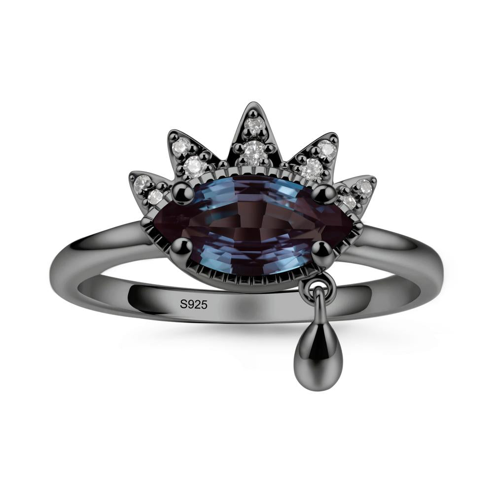 Marquise Alexandrite Evil Eye Ring - LUO Jewelry #metal_black finish sterling silver