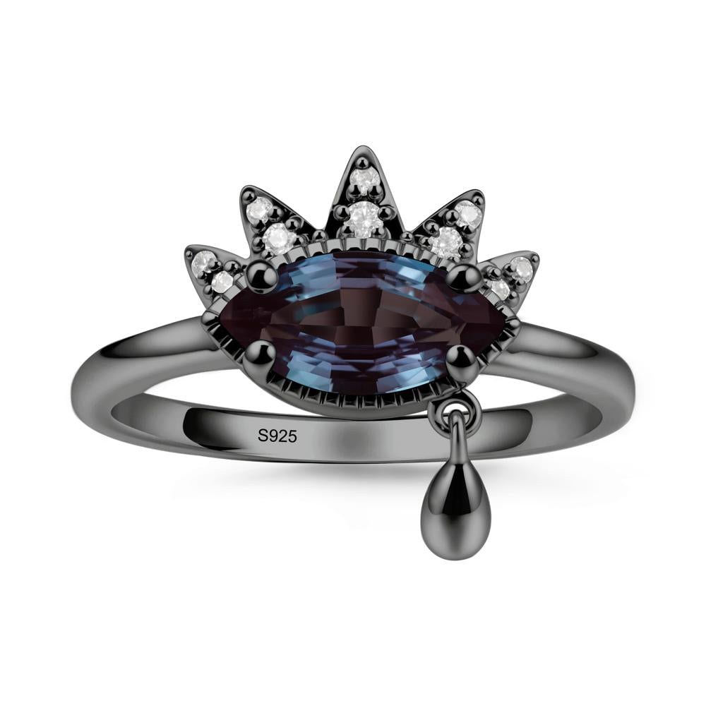 Marquise Alexandrite Evil Eye Ring - LUO Jewelry #metal_black finish sterling silver