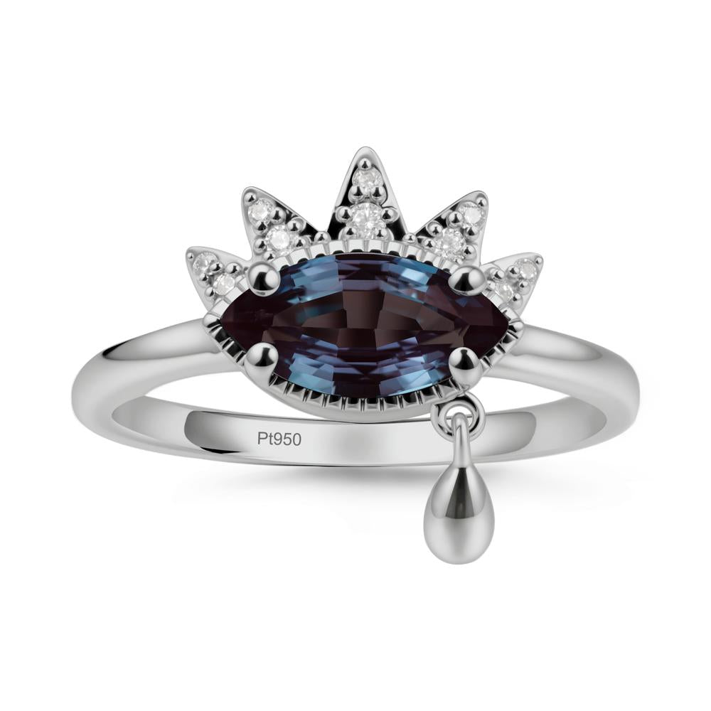Marquise Alexandrite Evil Eye Ring - LUO Jewelry #metal_platinum