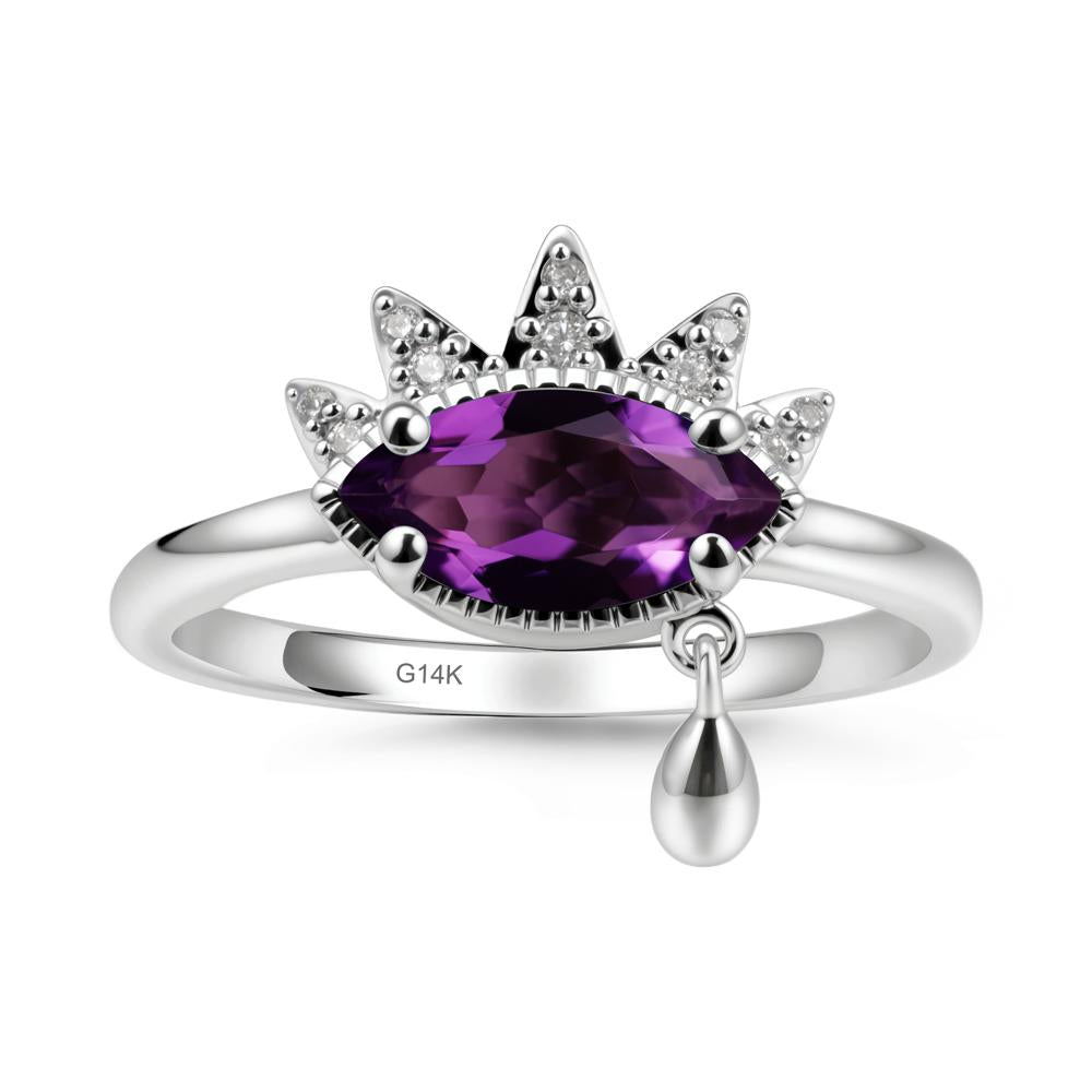 Evil Eye Marquise Cut Amethyst Ring - LUO Jewelry #metal_14k white gold