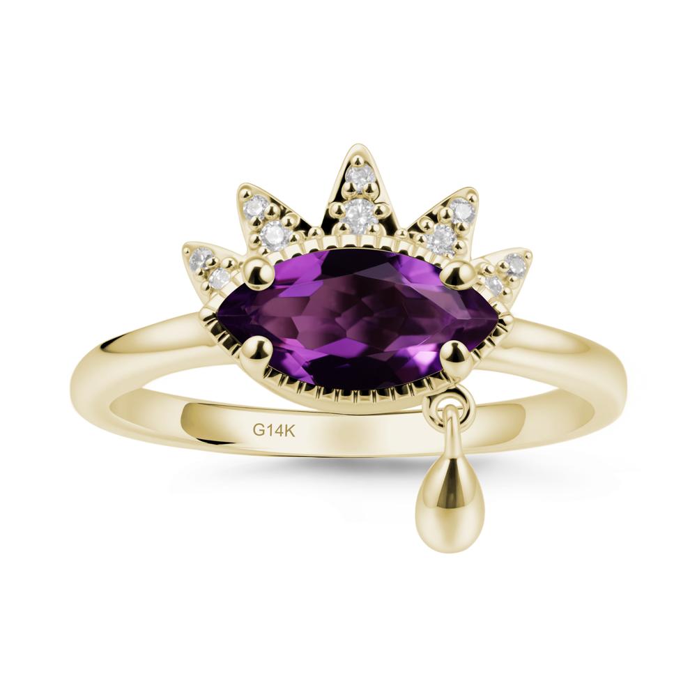 Evil Eye Marquise Cut Amethyst Ring - LUO Jewelry #metal_14k yellow gold