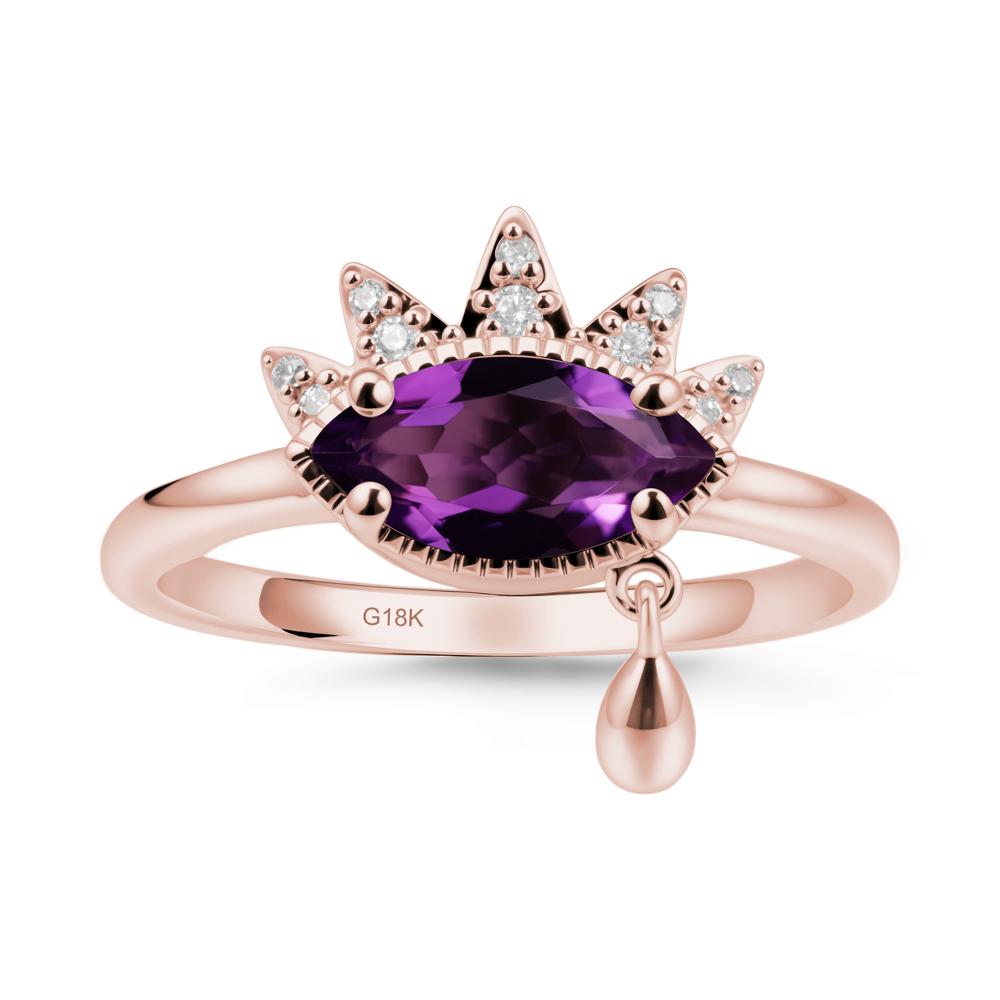 Evil Eye Marquise Cut Amethyst Ring - LUO Jewelry #metal_18k rose gold