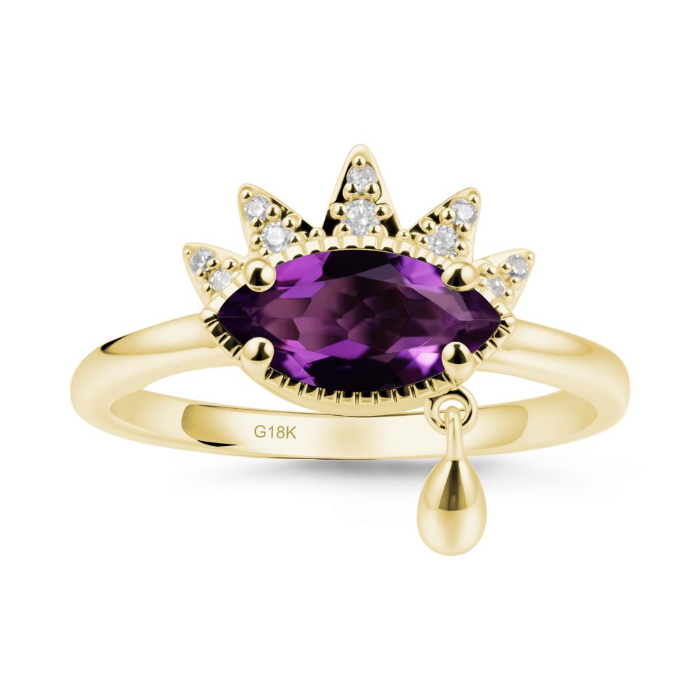 Evil Eye Marquise Cut Amethyst Ring - LUO Jewelry #metal_18k yellow gold