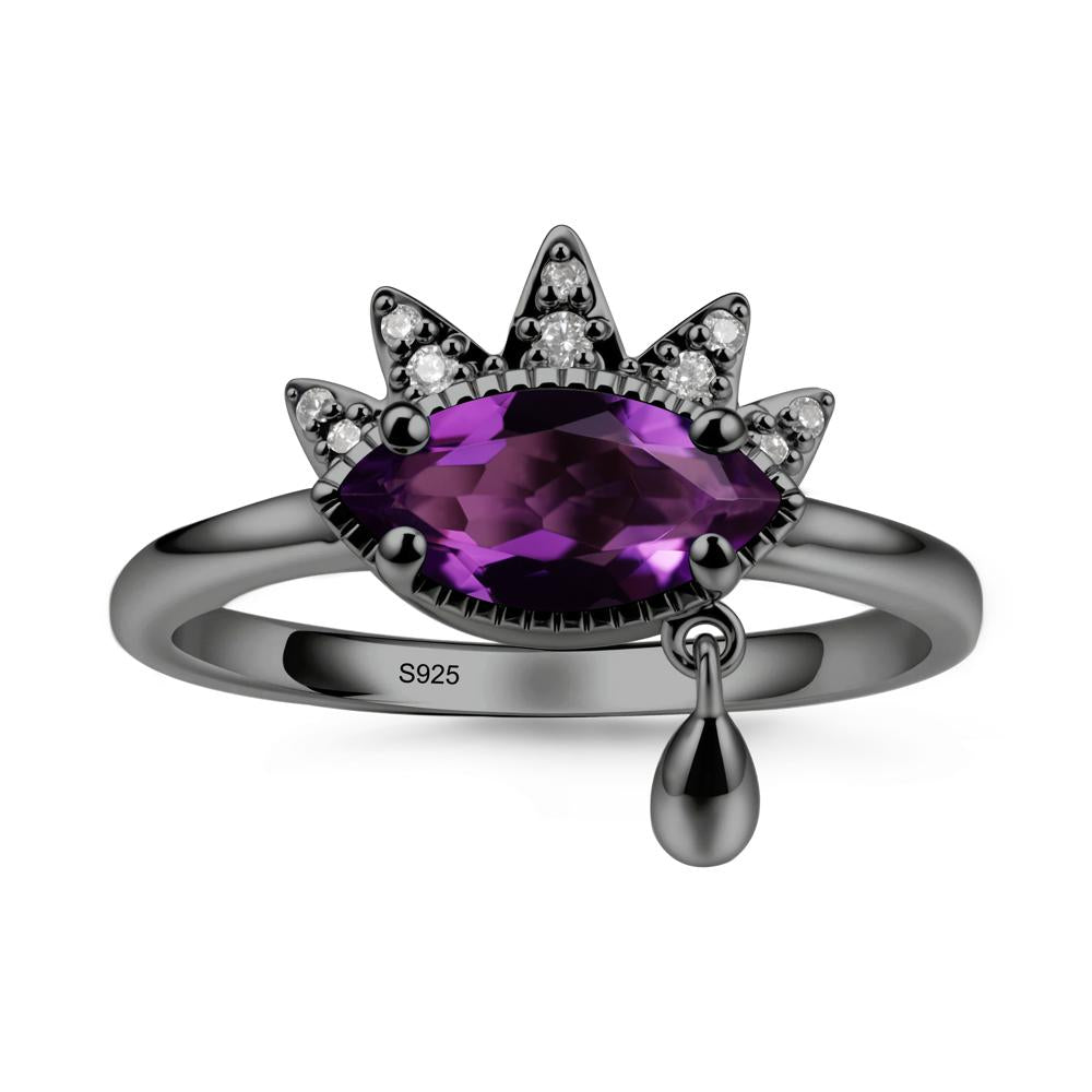 Evil Eye Marquise Cut Amethyst Ring - LUO Jewelry #metal_black finish sterling silver