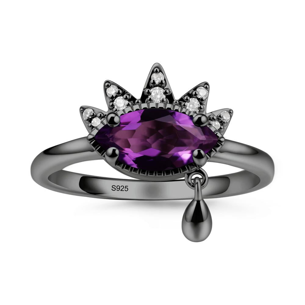 Evil Eye Marquise Cut Amethyst Ring - LUO Jewelry #metal_black finish sterling silver