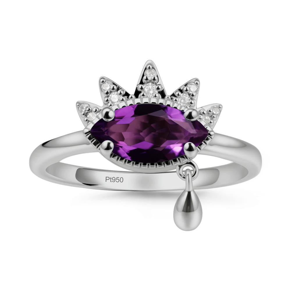 Evil Eye Marquise Cut Amethyst Ring - LUO Jewelry #metal_platinum