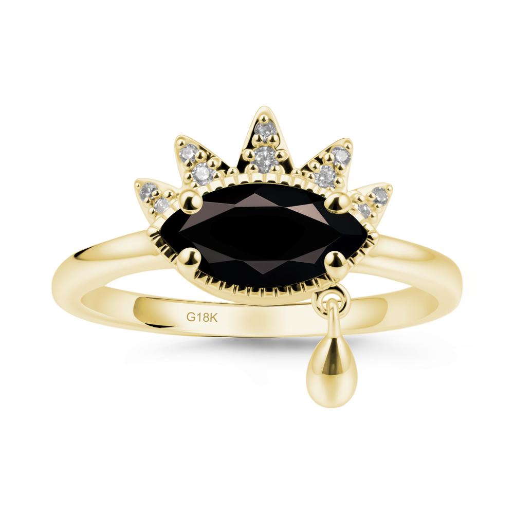 Marquise Black Spinel Evil Eye Ring - LUO Jewelry #metal_18k yellow gold