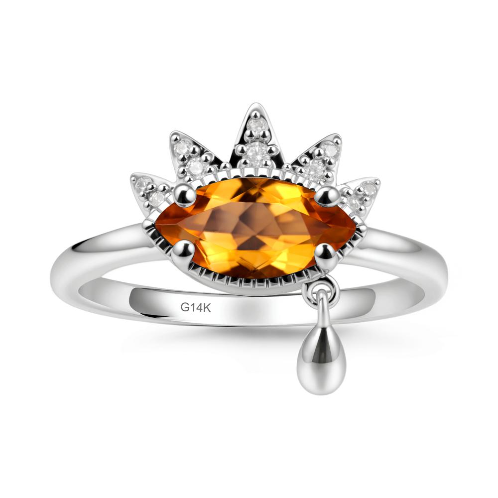 Evil Eye Marquise Cut Citrine Ring - LUO Jewelry #metal_14k white gold