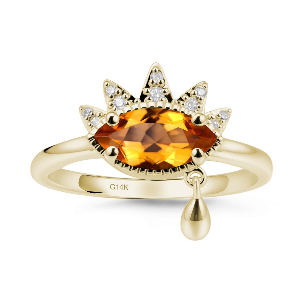 Evil Eye Marquise Cut Citrine Ring - LUO Jewelry #metal_14k yellow gold