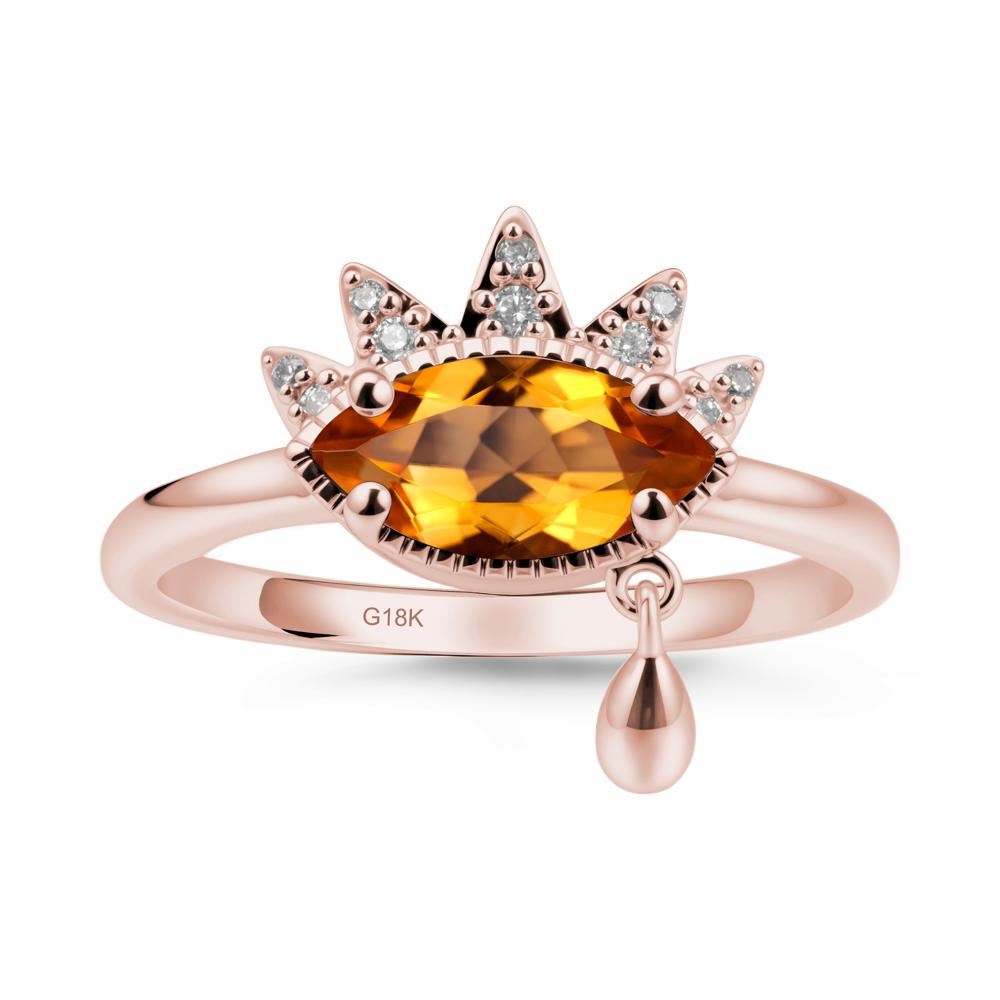 Evil Eye Marquise Cut Citrine Ring - LUO Jewelry #metal_18k rose gold