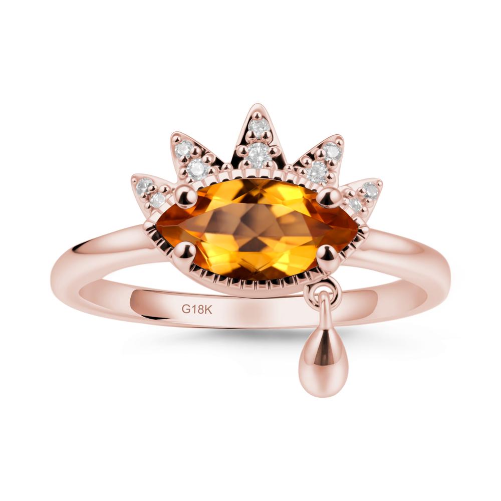 Evil Eye Marquise Cut Citrine Ring - LUO Jewelry #metal_18k rose gold