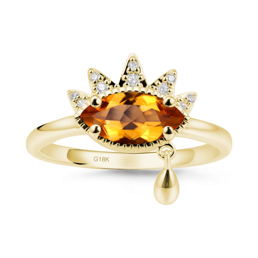 Evil Eye Marquise Cut Citrine Ring - LUO Jewelry #metal_18k yellow gold