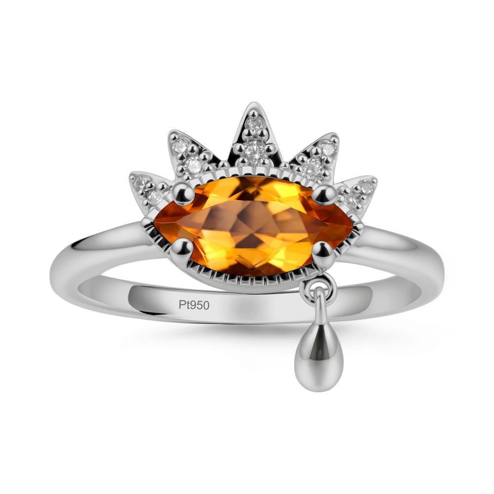 Evil Eye Marquise Cut Citrine Ring - LUO Jewelry #metal_platinum