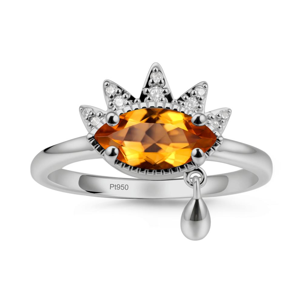 Evil Eye Marquise Cut Citrine Ring - LUO Jewelry #metal_platinum