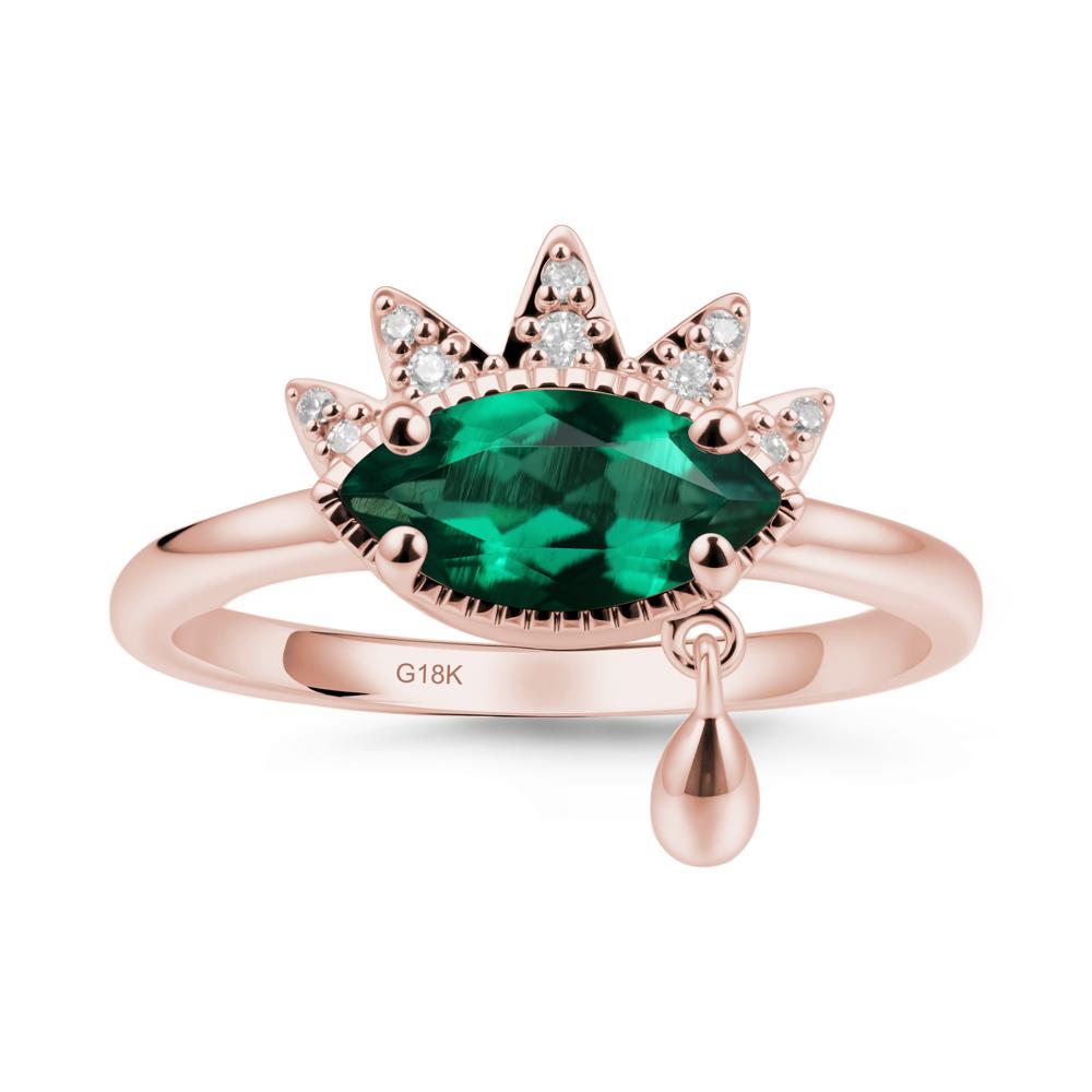 Marquise Emerald Evil Eye Ring - LUO Jewelry #metal_18k rose gold