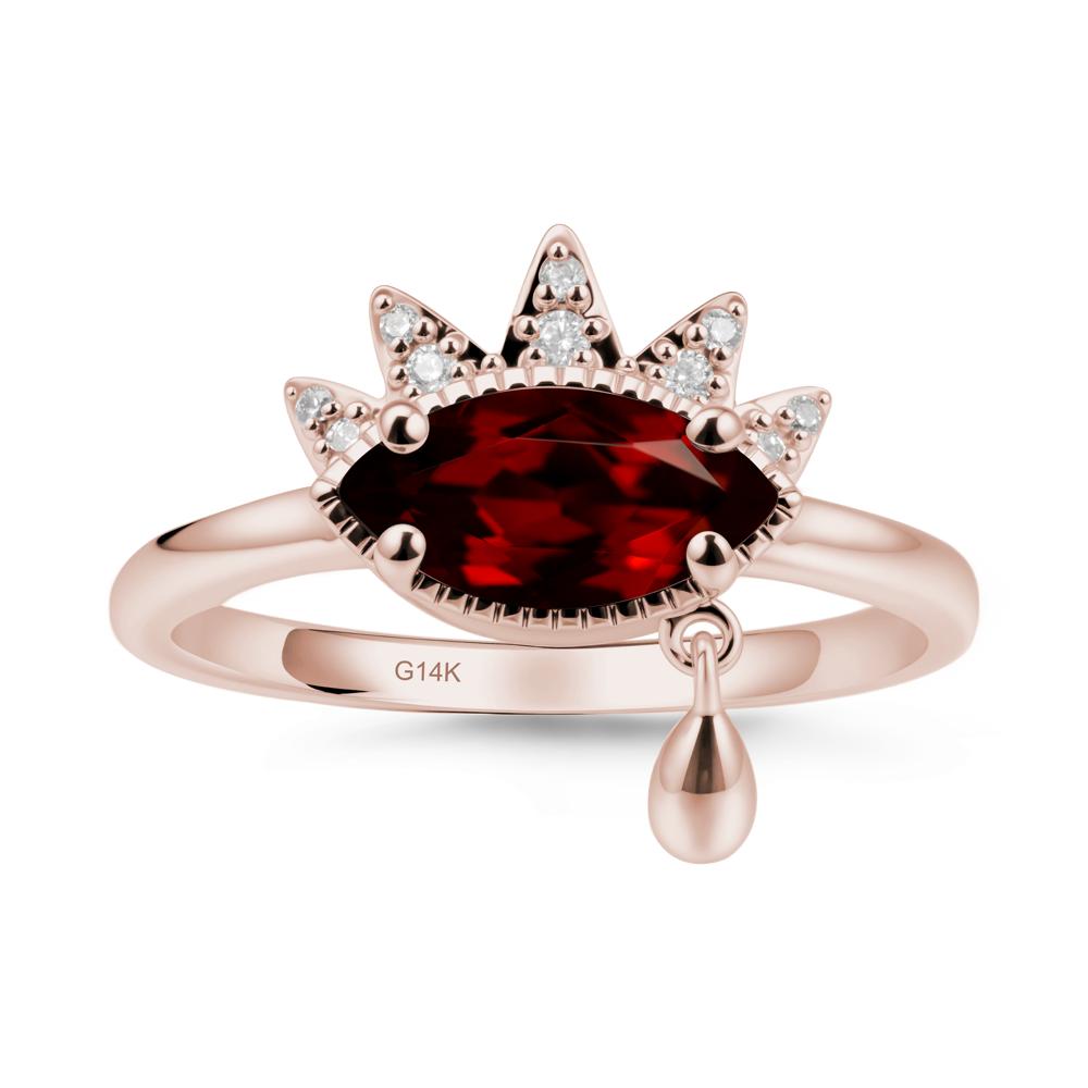 Evil Eye Marquise Cut Garnet Ring - LUO Jewelry #metal_14k rose gold