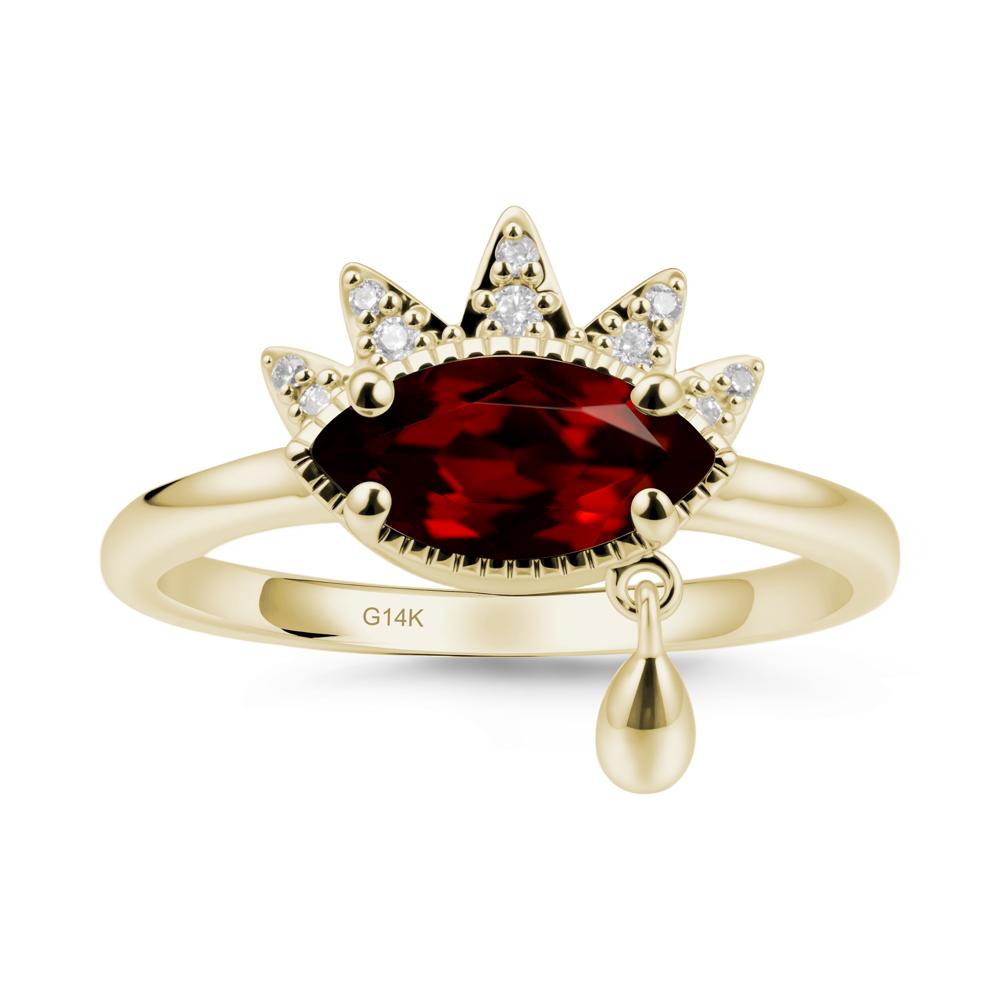 Evil Eye Marquise Cut Garnet Ring - LUO Jewelry #metal_14k yellow gold