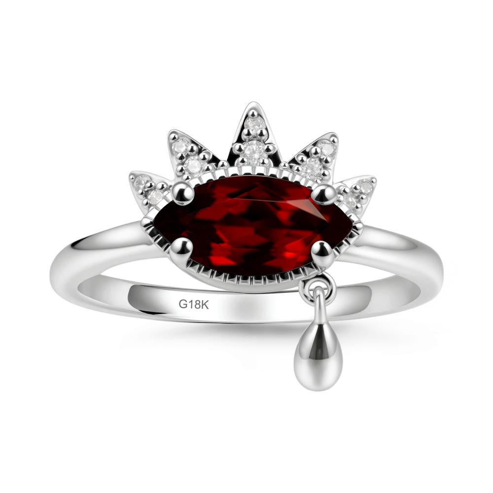 Evil Eye Marquise Cut Garnet Ring - LUO Jewelry #metal_18k white gold