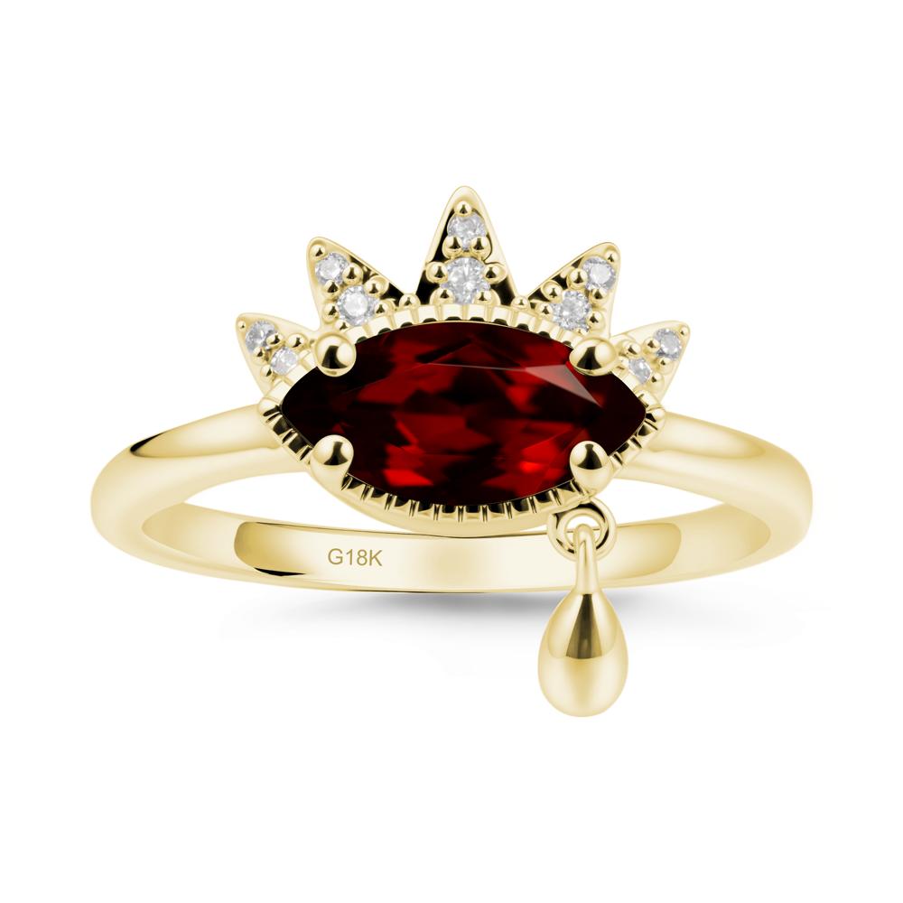 Evil Eye Marquise Cut Garnet Ring - LUO Jewelry #metal_18k yellow gold
