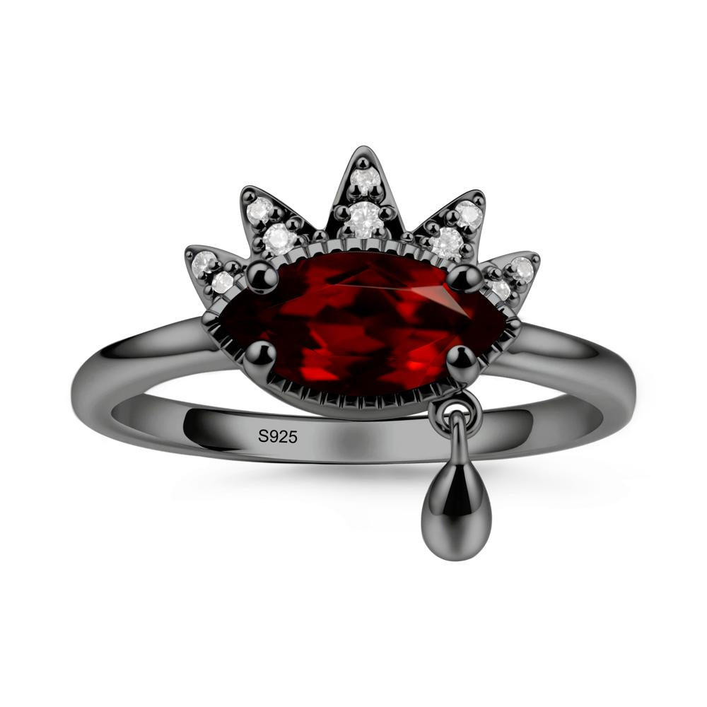 Evil Eye Marquise Cut Garnet Ring - LUO Jewelry #metal_black finish sterling silver